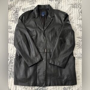 Venezia Women’s Snap Up Black Leather Jacket Size 22/24